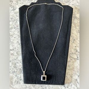 Sterling Silver Necklace 25” chain with Sterling &  Black Onyx Stone Pendant
